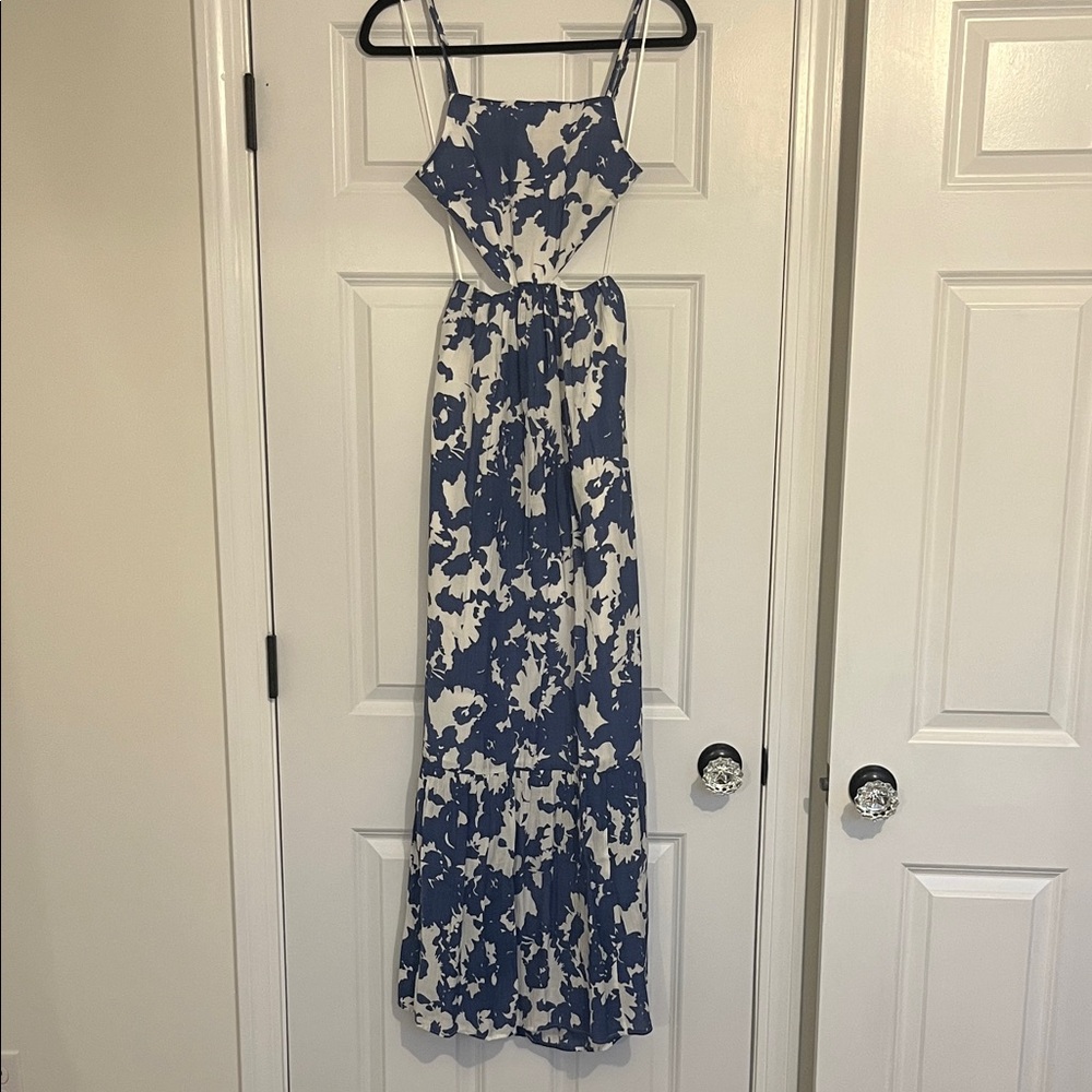 Abercrombie & Fitch Blue Floral Maxi Dress Open-Back